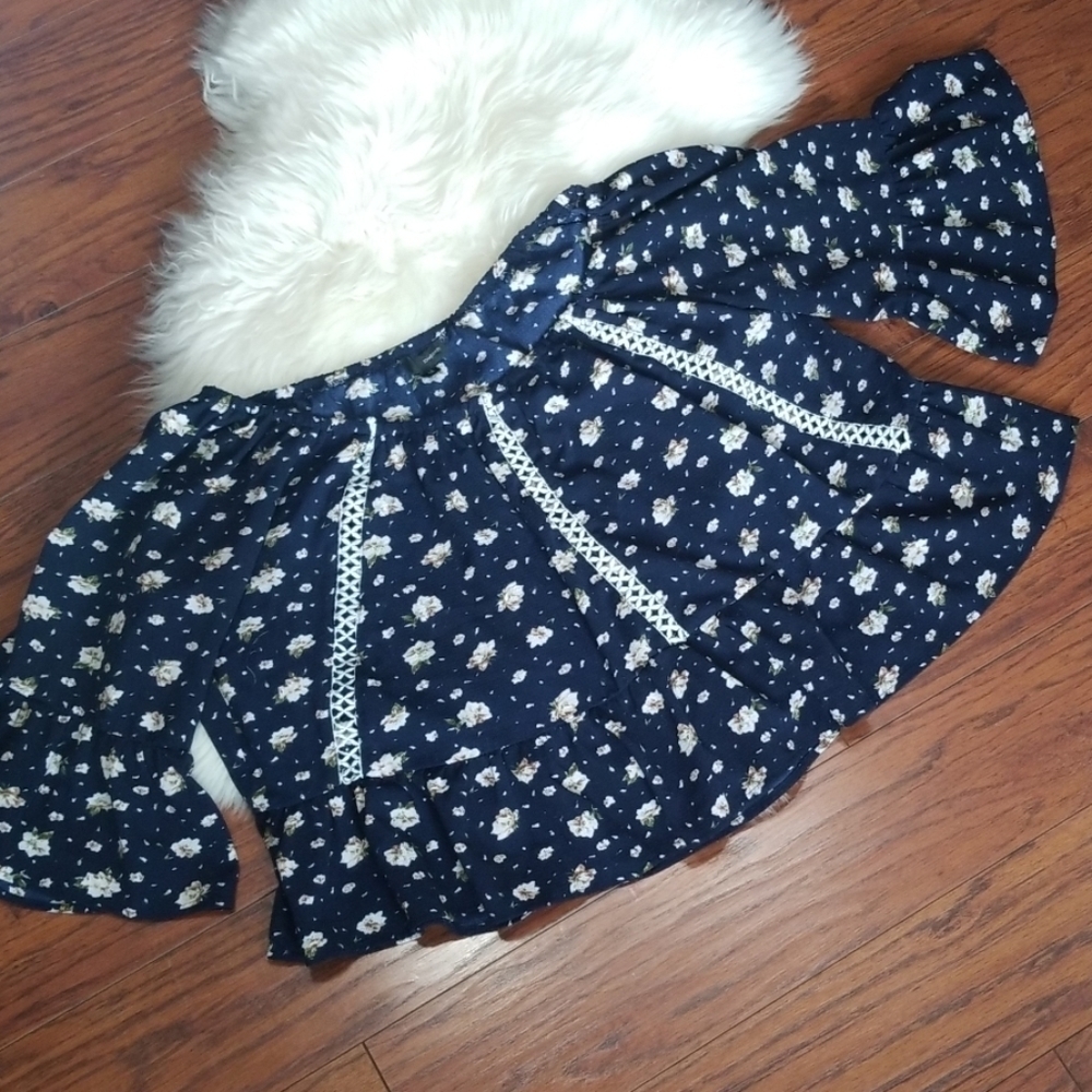 Loveposh bell sleeve boho floral crop blouse